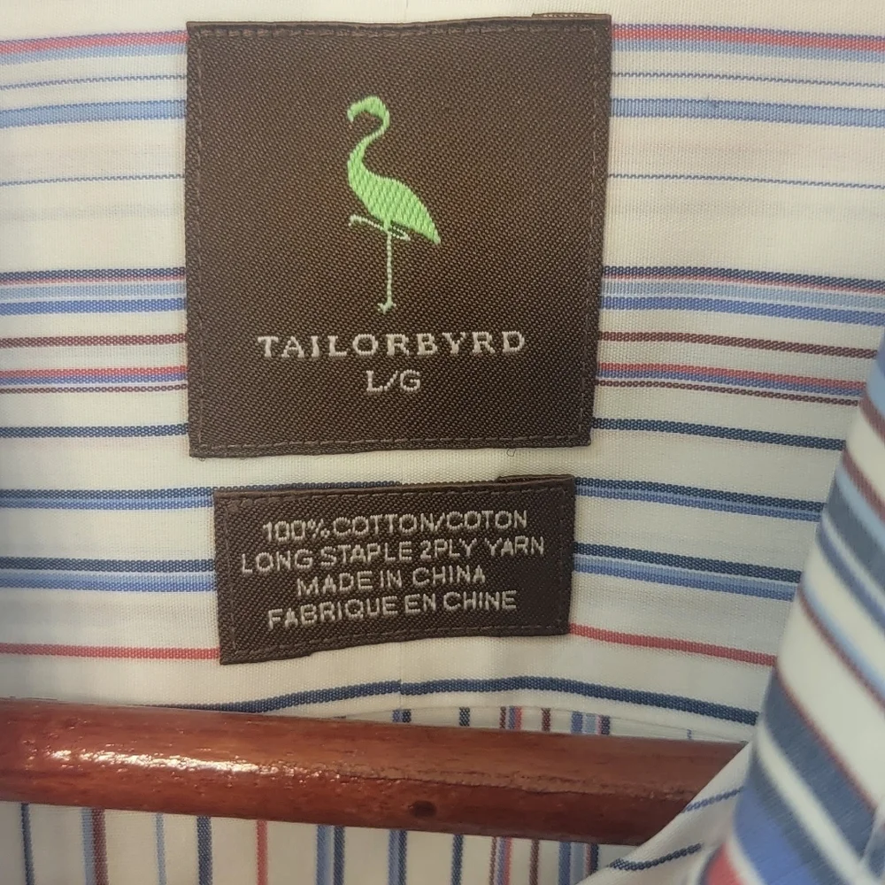 Tailorbyrd Mens Striped Multicolor Preppy‎ Coastal Button Front Size Large